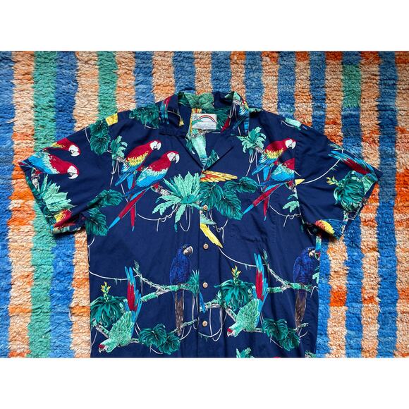 Vtg 90's Paradise Found Aloha Shirt Hawaiian Parrot Button Up Mens Shirt Sz XL - Picture 2 of 8